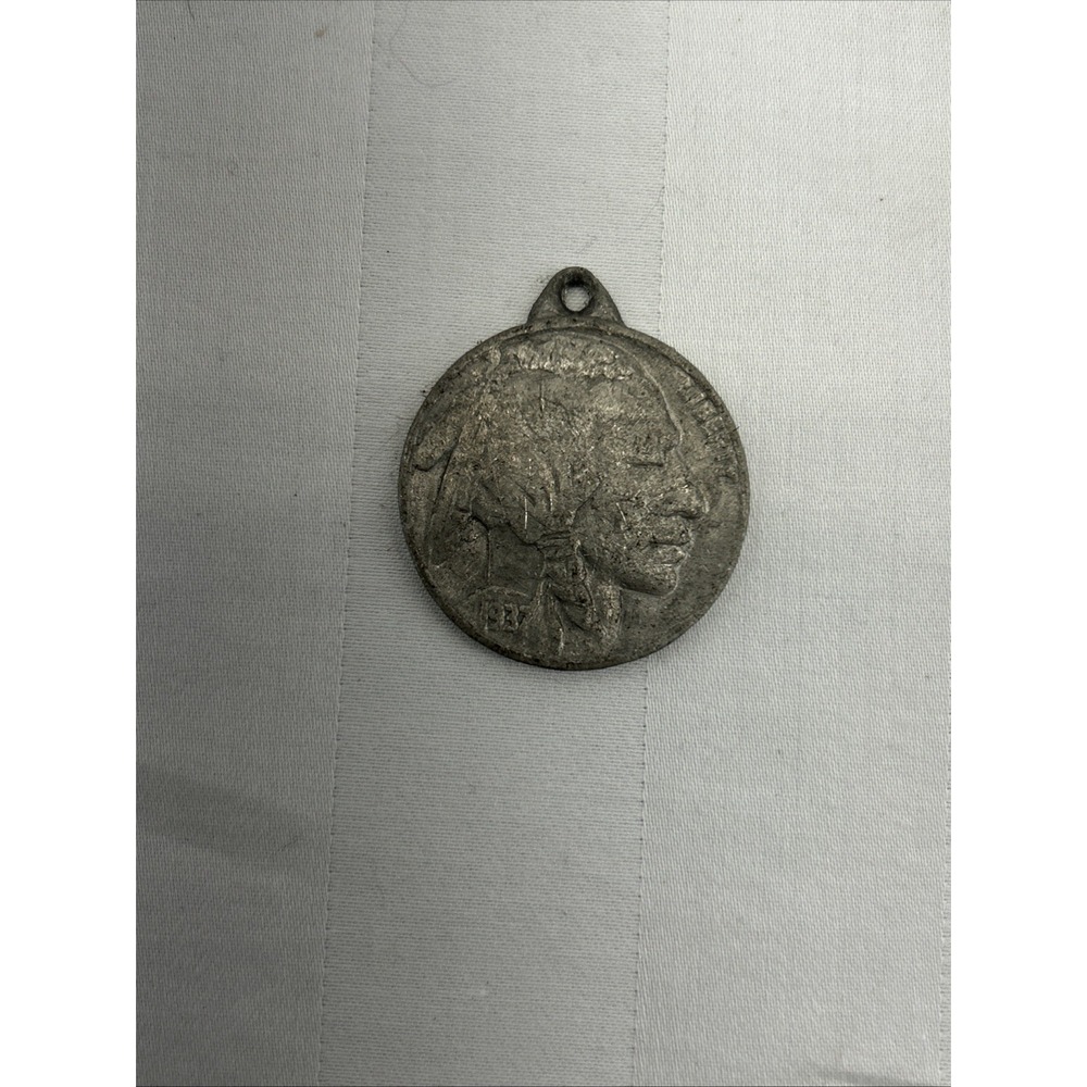 Buffalo Nickel Coin 1937 Keychain Vintage
